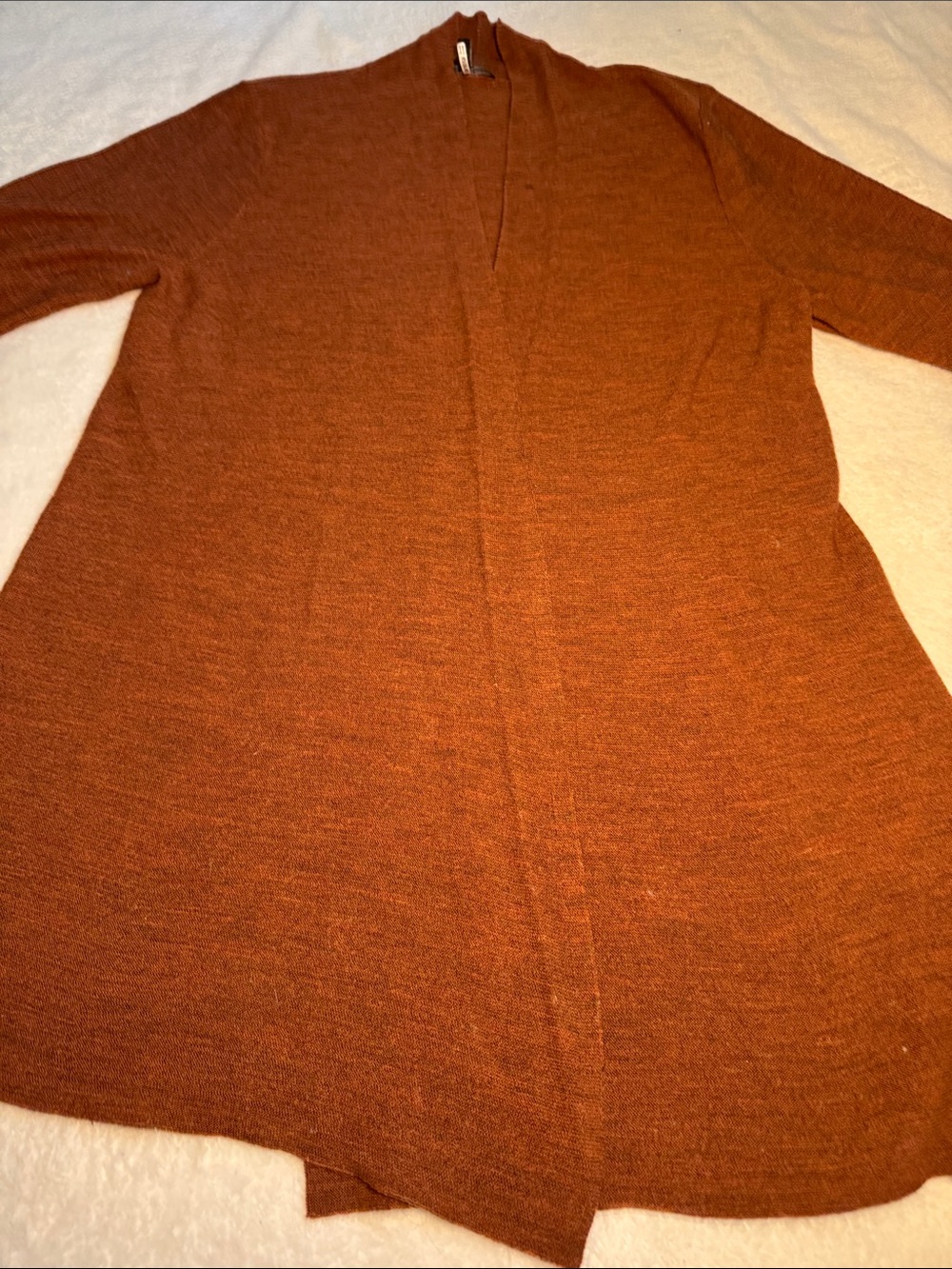 Eileen Fisher merino wool orange/brown cardigan sweater. L.